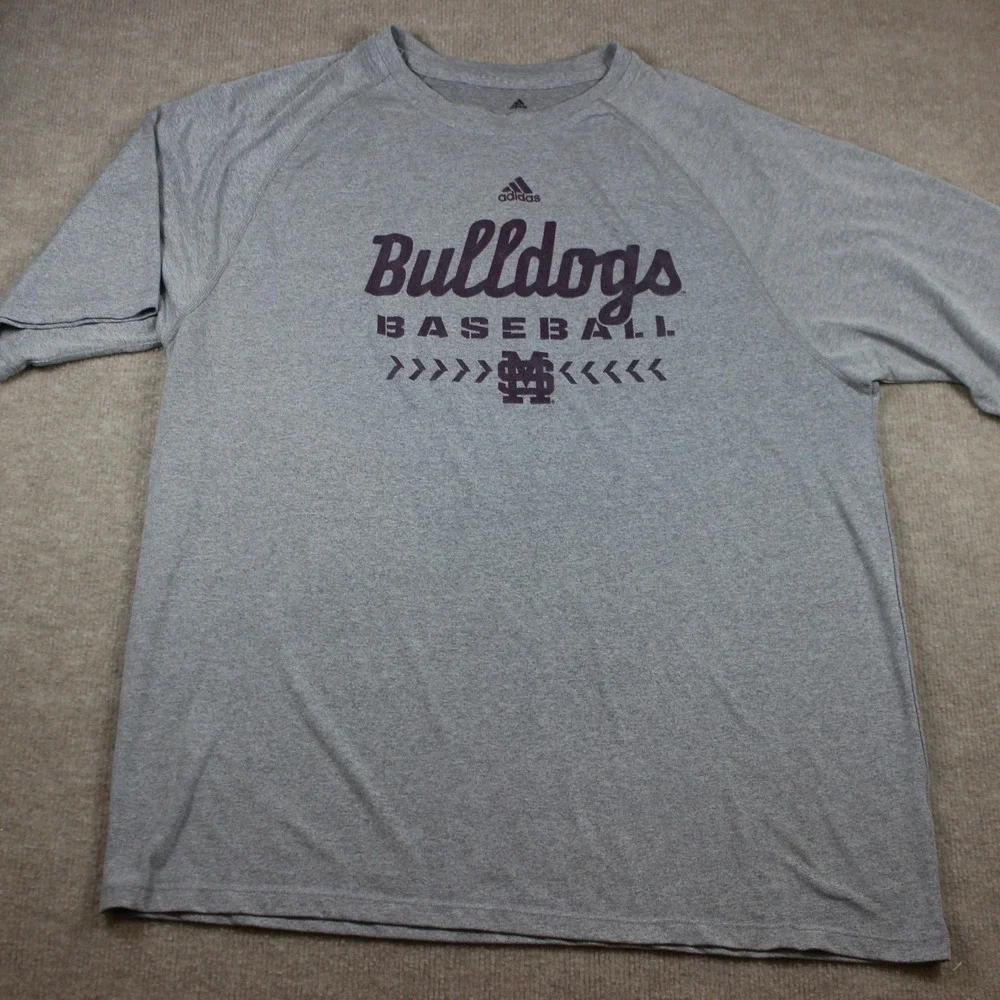 Adidas Mississippi State Bulldogs Baseball Climalite Gray Shirt Mens XL MS State